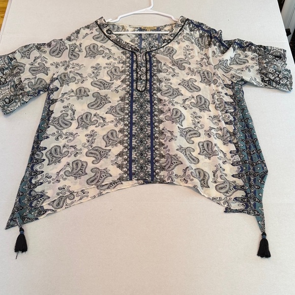 Democracy Boho Peasant Blouse With Tassels Size 1X - Picture 14 of 16